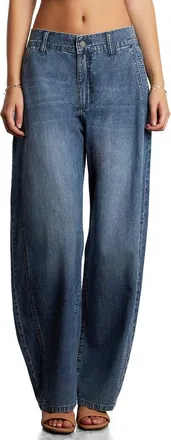 Wash Lab Denim Sweetheart Barrel Leg Jeans in Shine Blue at Nordstrom, Size 31