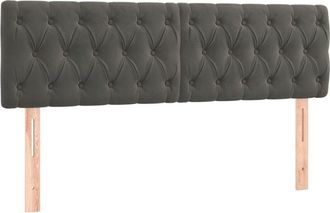 vidaXL Cabeceros 2 unidades de terciopelo gris oscuro 80x7x78/88 cm Vidaxl