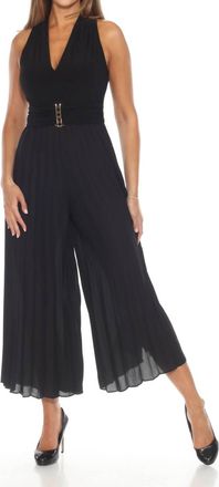Joseph Ribkoff V-Neck Sleeveless Pleated Wide-Leg Jumpsuit In Black