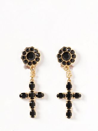 Dolce & Gabbana Cross Earrings in Brass with Set Rhinestones