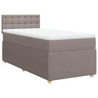vidaXL Cama Box Spring Con Colch&oacute;n Tela Gris Taupe 100x200 Cm Vidaxl