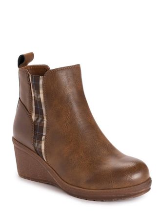 Muk Luks Womens England Oxford Wedge Booties In Chestnut