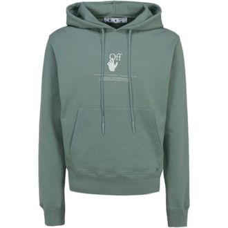 Off-white Mens Graffiti Logo Green Hoodie - Size X-Small