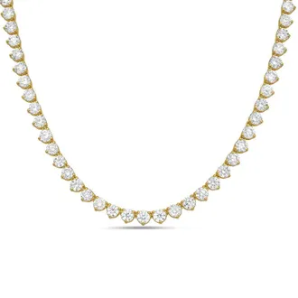 Diana M. Jewels 14kt Yellow Gold 5cts Lab Grown Diamond 3 prong Tennis Necklace