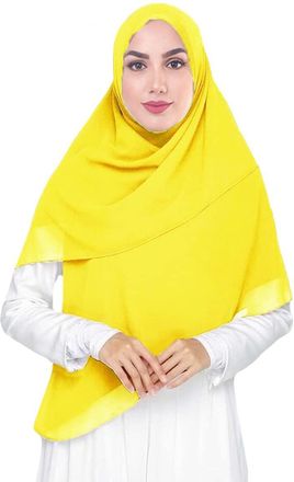 Lina & Lily Premium Chiffon Hijab Head Scarf Shawl Wrap for Muslim Women Square 145 x 145cm (Yellow)