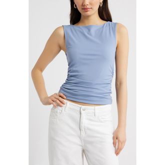 Open Edit Boat Neck Sleeveless Top in Blue Umbra at Nordstrom, Size Xx-Small
