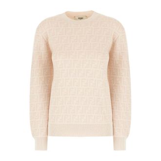 Fendi Wool and Silk Jumper - female - Fendi - Round-neck Knitwear - Pink - XS - Knitwear
