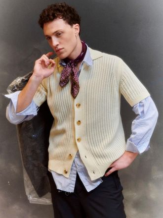 FILIPPO DE LAURENTIIS Cardigan a manica corta gesso