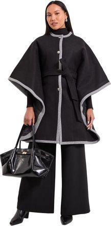 Wallis Principles Contrast Cape Coat, 12, black
