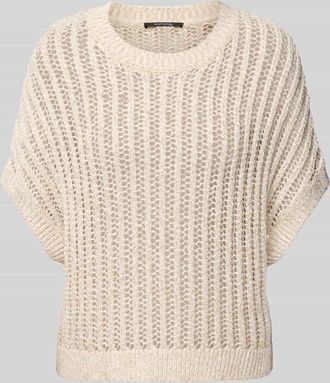 Comma Strickpullover mit gerippten Abschlüssen in Beige, Größe XS