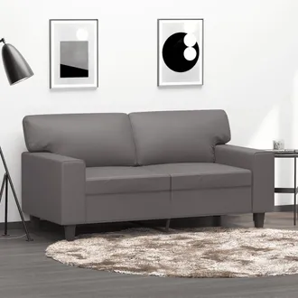 vidaXL Sof&aacute; De 2 Plazas De Cuero Sint&eacute;tico Gris 120 Cm Vidaxl