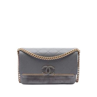 Chanel Pre-owned Leather chanel-bags - Dames - Pre-owned - Grijs - Maat: ONE Size Leer