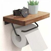 OEM Portarrollos De Papel Higi&eacute;nico Con Estante Para Ba&ntilde;o, Estilo R&uacute;stico, De Pared, Inoxidable, Ajustable, F&aacute;cil De Rasgar, Acabado En Nogal