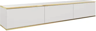 Mirjan24 Mobilier1 - Mueble Tv Felduno 100, Blanco + Dorado, N&uacute;mero De Puertas: 0, N&uacute;mero De Cajones: 0, 175x30x32cm