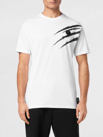 Plein Sport T-shirt slim fit in cotone con stampa grafica e spalle scivolate