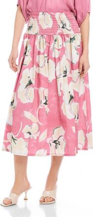 Fifteen Twenty Rhea Floral Cotton Smocked Waist Midi Skirt in Floral Print at Nordstrom, Size X-Small