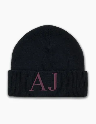 Armani Jeans Mens Armani Jeans Aj Front Logo Wool Beanie Nero - Black - Size: OS