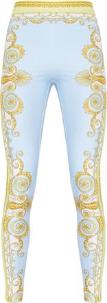 Versace Light Blue Baroque Pattern Work-out Leggings