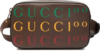 Gucci Pre-owned Gucci 100th Anniversary Textured Dollar Calfskin Logo Belt Bag Ladies 602695.527066
