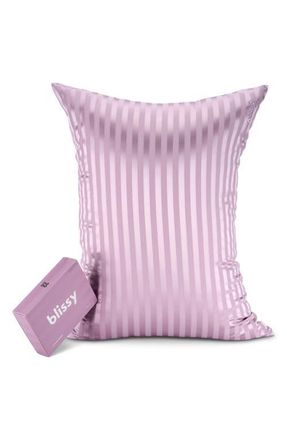 Blissy Mulberry Silk Pillowcase in Lavender Striped at Nordstrom, Size Standard