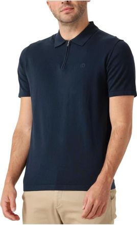 Dstrezzed Dstrezzed, Tops, Heren, Blauw, S, Katoen, Navy Zip Polo Shirt voor Heren