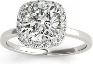 Allurez Cushion Diamond Halo Engagement Ring Palladium (0.15ct)