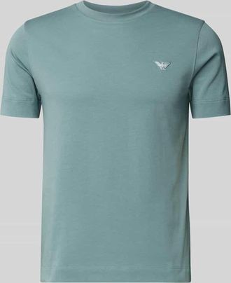 Emporio Armani T-Shirt mit Label-Stitching und Rundhalsausschnitt in Tuerkis, Größe XXL