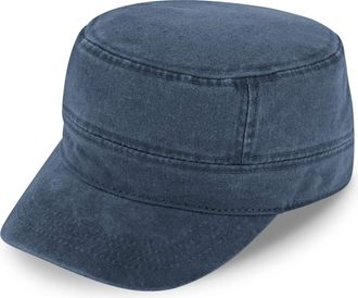 Fiebig Army GI-Cap in Washed Cotton | Classic Workwear Hat with Velcro Fastening | Military Outdoor Cap Made of Cotton (One Size, Navyblue)