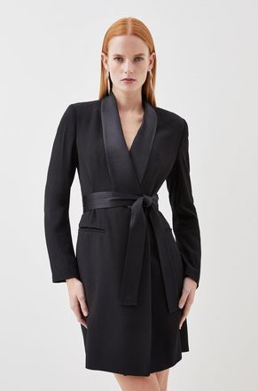 Karen Millen Tall Tailored Tuxedo Wrap Mini Dress