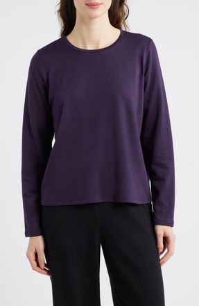 Eileen Fisher Crewneck Top in Aubergine at Nordstrom, Size X-Small