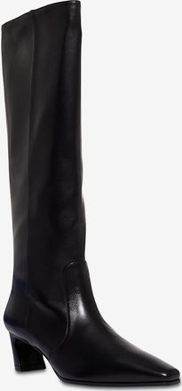 Stuart Weitzman Glattlederstiefel mit skulpuralem Absatz Stassi 50