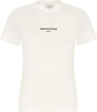 Maison Kitsun&eacute; Paris Baby T-Shirt - Dames - T-shirts - Beige - L - Katoen - Tops