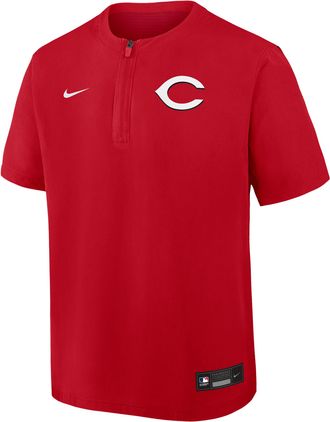 Nike Cincinnati Reds Authentic Collection Nike Mens Dri-FIT MLB 1/4-Zip Short-Sleeve Windshirt in Red | 04HF313YRED-Q9T