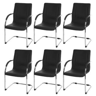 Hhg Hhg - Lote De 6 Sillas De Comedor Samara, Cantilever Silla De Cocina Sill&oacute;n Silla, Acero, Negro