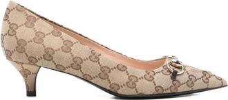 Gucci Pump met Horsebit - Dames - Pumps - Beige - 38 EU - Katoen - Schoenen