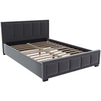 Home Discount Vanita 4ft6 Double Modern Fabric Bed Frame, 135 x 190 cm, Dark-Grey