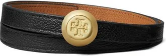 Tory Burch Romy Reversible Belt in Black /Aged Tan at Nordstrom, Size Xx-Large