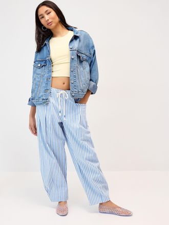 Twik Womens Striped twill barrel-leg pant