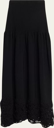 Ulla Johnson Leona Crochet Drop-Waist Midi Skirt