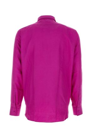 Tom Ford Mens Fuchsia Twill Shirt Exterior: Silk Camicie