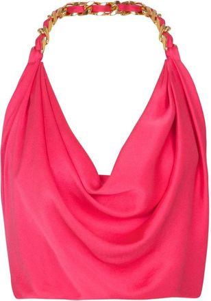 Balmain Gedrapeerde zijden halternek top - Dames - Tops zonder mouwen - Roze - XS - Tops