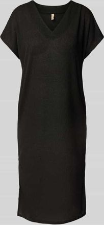 Soyaconcept Midikleid mit V-Ausschnitt Modell Delia in Black, Größe XS