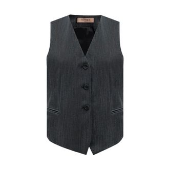 Twinset Vests, female, Gray, Size: XL Grey Polyester Vest