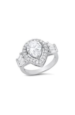 HMY Jewelry Pear Shape Engagement Ring in Silver at Nordstrom Rack, Size 8