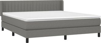 vidaXL Cama Box Spring Con Colch&oacute;n Tela Gris Oscuro 160x200 Cm Vidaxl
