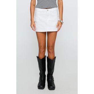 Princess Polly Grishea Low Rise Cargo Denim Miniskirt in White at Nordstrom Rack, Size 12