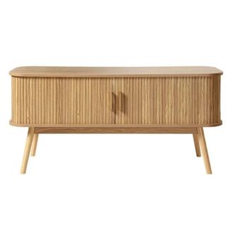 Calicosy ERNEST TV Stand With 2 Sliding Doors, 120Cm Wide in Light Brown