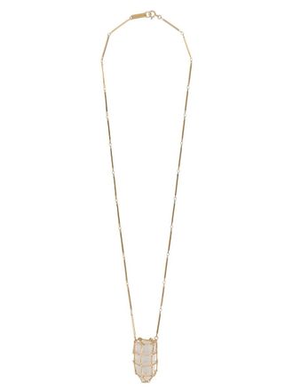 Isabel Marant Rock Crystal Elongated Links Brass Necklace