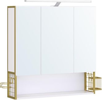 Vasagle Armario de ba&ntilde;o con espejo luz led y 3 puertas