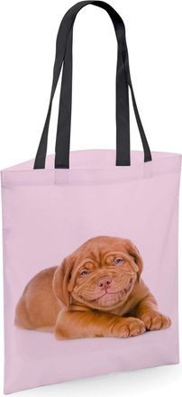 Bang Tidy Clothing Dogue De Bordeaux Gifts for Dog Lovers Owners - Reusable Shopper Shoulder Tote Bags with Dogs on - Pink